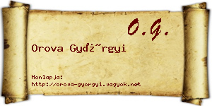 Orova Györgyi névjegykártya